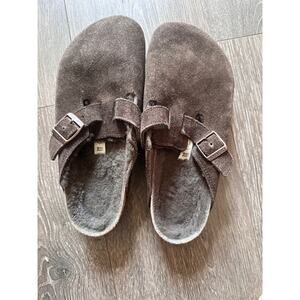 Birkenstock Boston Shearling Suede Leather Clogs